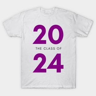 Class Of 2024. Simple Typography 2024 Design for Class Of/ Senior/ Graduation. Purple T-Shirt